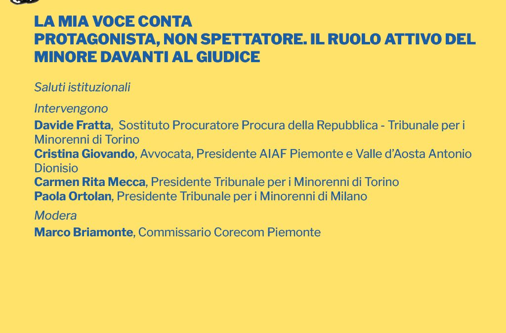 Due eventi insieme al CO.Re.Com. Piemonte nel mese di maggio